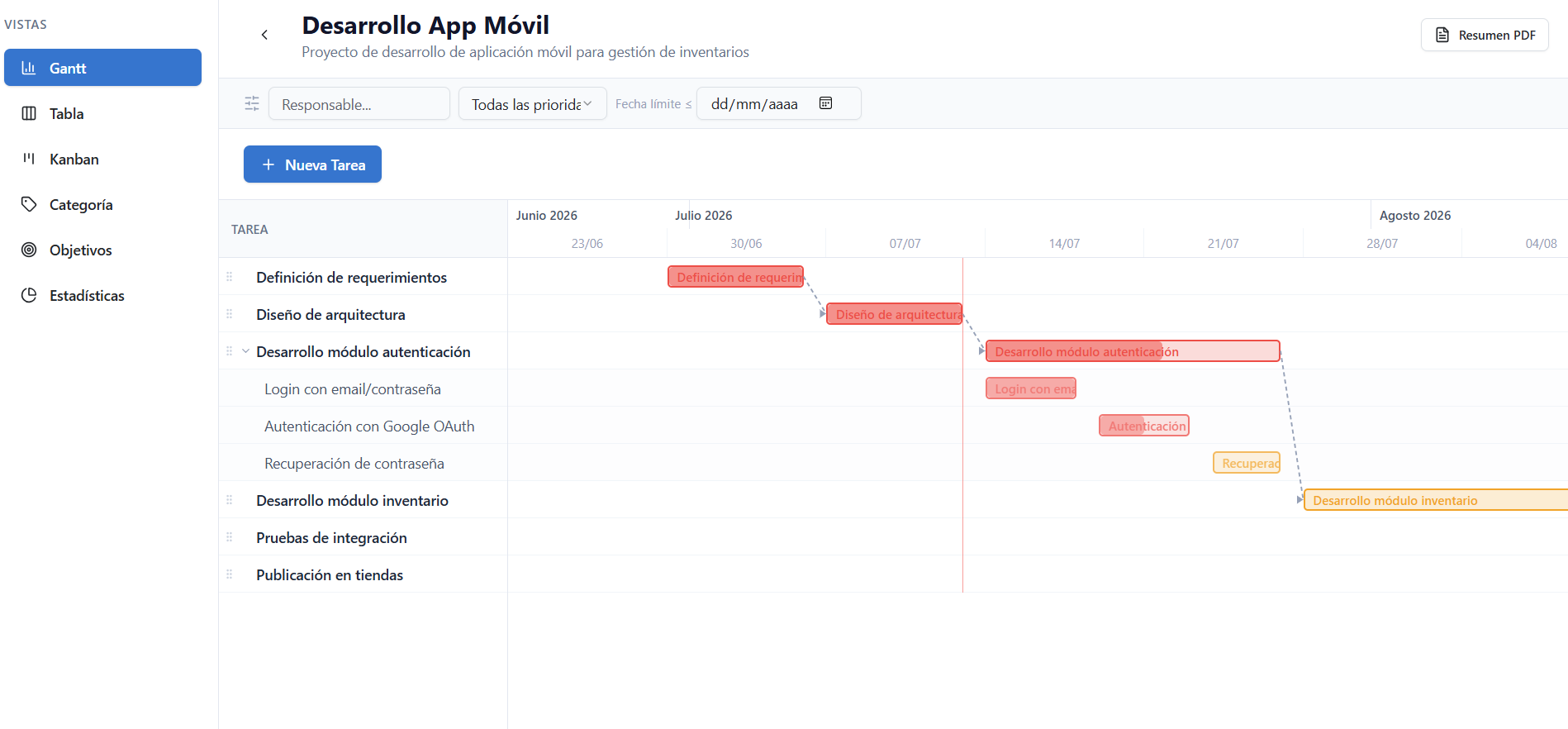 Vista previa del sistema ProjectFlow Pro